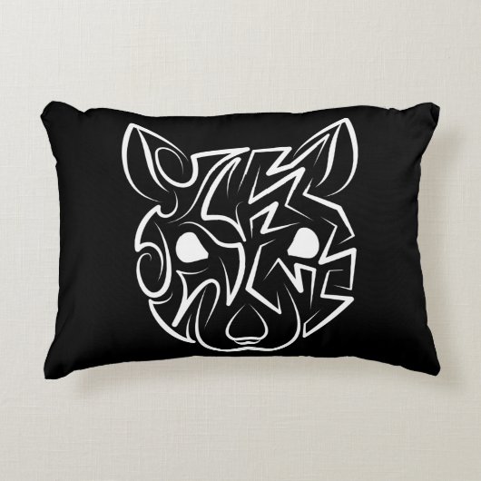 白黒の部族ネズミ アクセントクッション (正面)