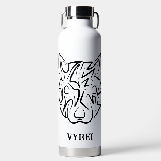 白黒の部族ネズミ ウォーターボトル (正面)