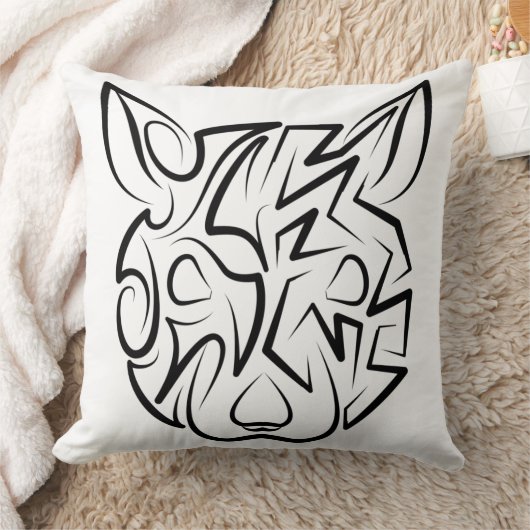 白黒の部族ネズミ クッション (ブランケット)