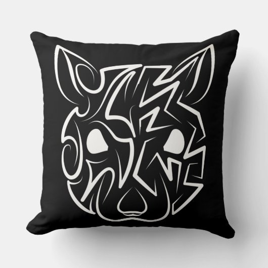 白黒の部族ネズミ クッション (正面)