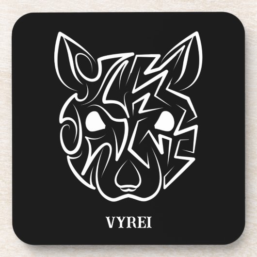 白黒の部族ネズミ コースター (正面)