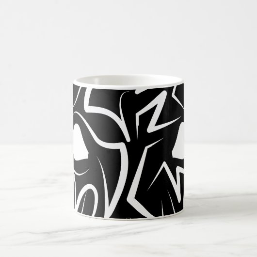 白黒の部族ネズミ コーヒーマグカップ (中央)