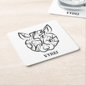 白黒の部族ネズミ スクエアペーパーコースター (アングル)