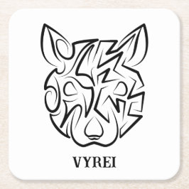 白黒の部族ネズミ スクエアペーパーコースター