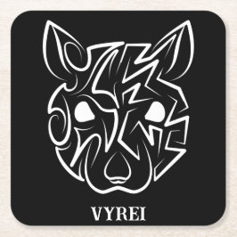 白黒の部族ネズミ スクエアペーパーコースター