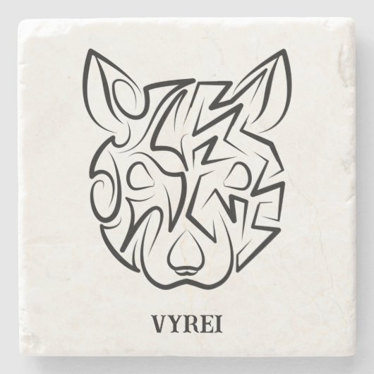 白黒の部族ネズミ ストーンコースター (正面)