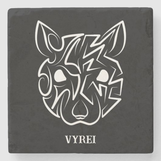 白黒の部族ネズミ ストーンコースター (正面)