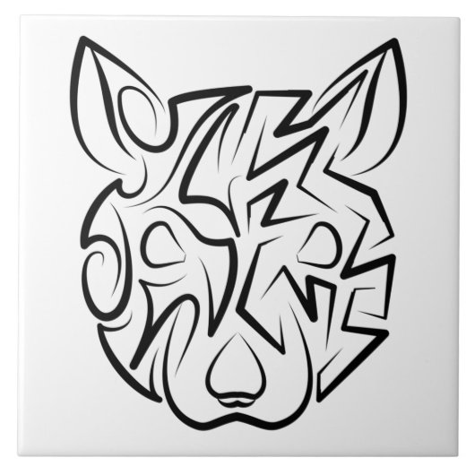 白黒の部族ネズミ タイル (正面)