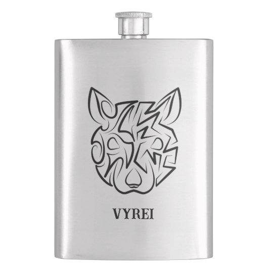 白黒の部族ネズミ フラスク (正面)