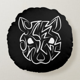 白黒の部族ネズミ ラウンドクッション