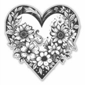 白黒の部族ハート シール (正面)