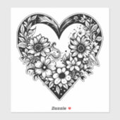 白黒の部族ハート シール (シート)