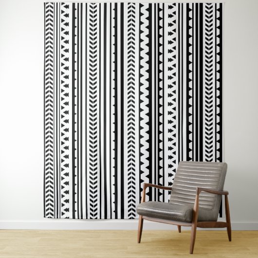 白黒の部族パターアステカン タペストリー (インサイチュ)