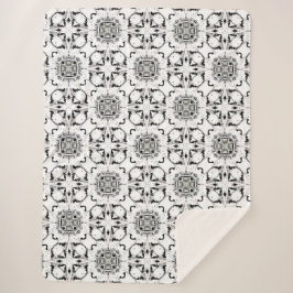 白黒の部族パターモダンン シェルパブランケット