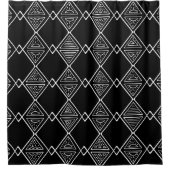 白黒の部族パターン シャワーカーテン (正面)