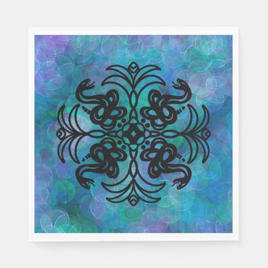 白黒の部族ヘビ スタンダードランチョンナプキン (正面)