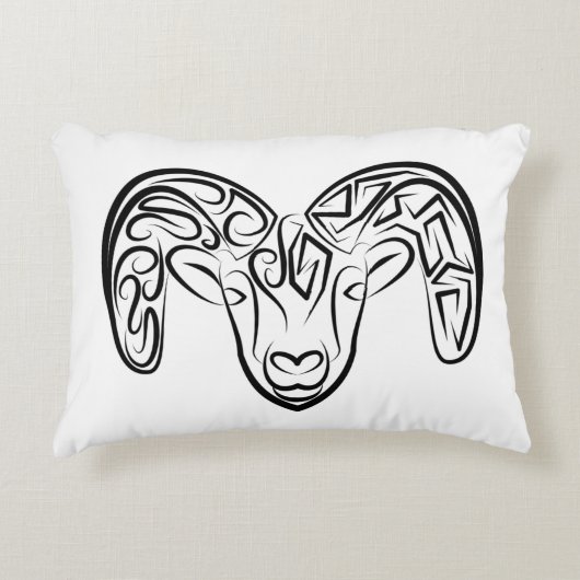 白黒の部族ヤギ アクセントクッション (正面)