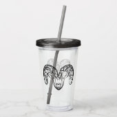 白黒の部族ヤギ アクリルタンブラー (裏面)