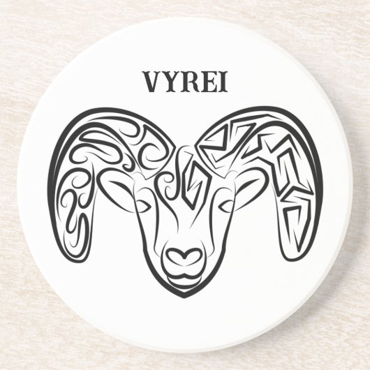 白黒の部族ヤギ コースター (正面)