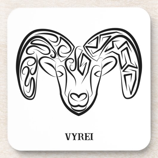 白黒の部族ヤギ コースター (正面)