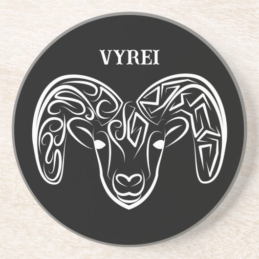 白黒の部族ヤギ コースター (正面)