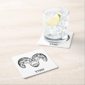 白黒の部族ヤギ スクエアペーパーコースター (インサイチュ)