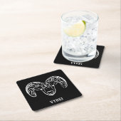 白黒の部族ヤギ スクエアペーパーコースター (インサイチュ)