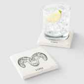 白黒の部族ヤギ ストーンコースター (横)