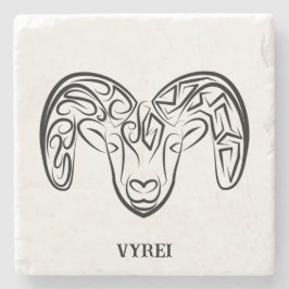 白黒の部族ヤギ ストーンコースター