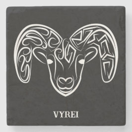 白黒の部族ヤギ ストーンコースター