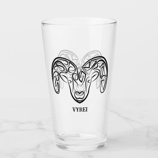 白黒の部族ヤギ タンブラーグラス (正面)