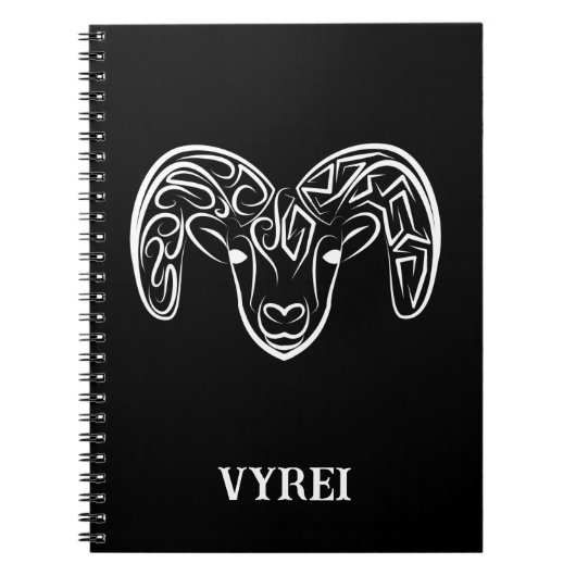 白黒の部族ヤギ ノートブック (正面)