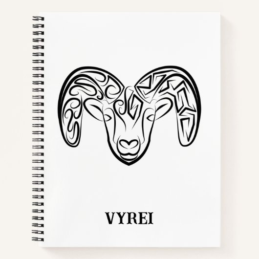 白黒の部族ヤギ ノートブック (正面)