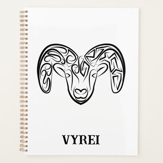 白黒の部族ヤギ プランナー手帳 (正面)