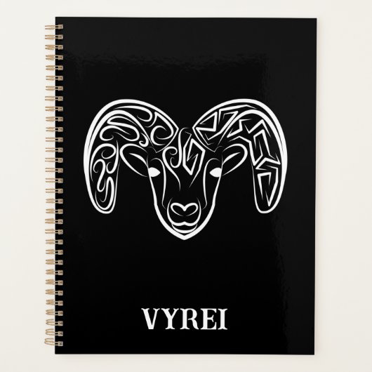 白黒の部族ヤギ プランナー手帳 (正面)