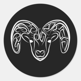 白黒の部族ヤギ ラウンドシール