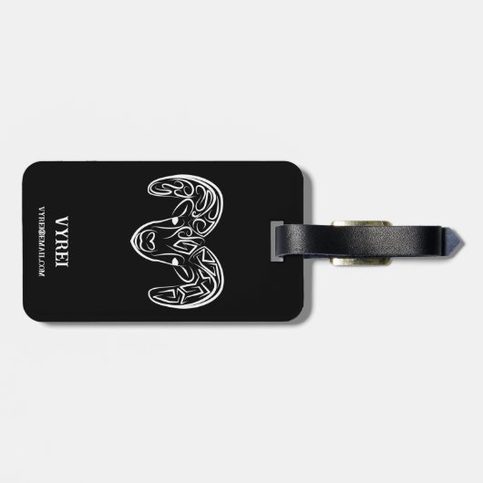 白黒の部族ヤギ ラゲッジタグ (裏面横)