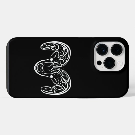 白黒の部族ヤギ iPhoneケース (裏面横)