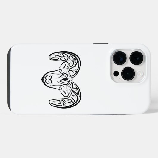 白黒の部族ヤギ iPhoneケース (裏面横)