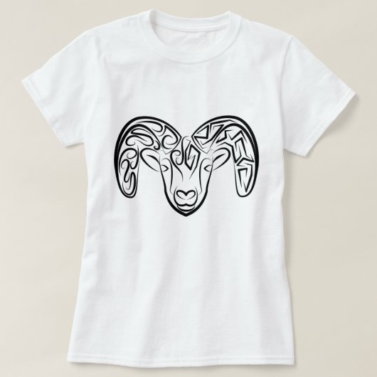 白黒の部族ヤギ Tシャツ (デザイン正面)