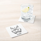 白黒の部族リンクス スクエアペーパーコースター (インサイチュ)