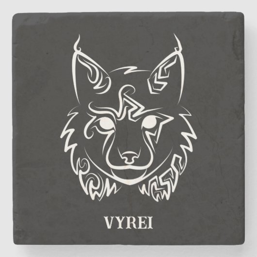 白黒の部族リンクス ストーンコースター (正面)