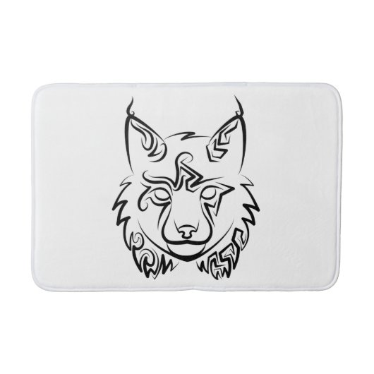 白黒の部族リンクス バスマット (正面)