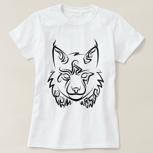 白黒の部族リンクス Tシャツ (デザイン正面)