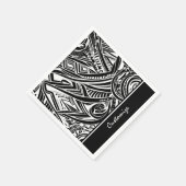 白黒の部族抽象芸術 スタンダードカクテルナプキン (角)