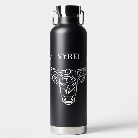 白黒の部族牛 ウォーターボトル (正面)