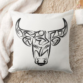 白黒の部族牛 クッション (ブランケット)