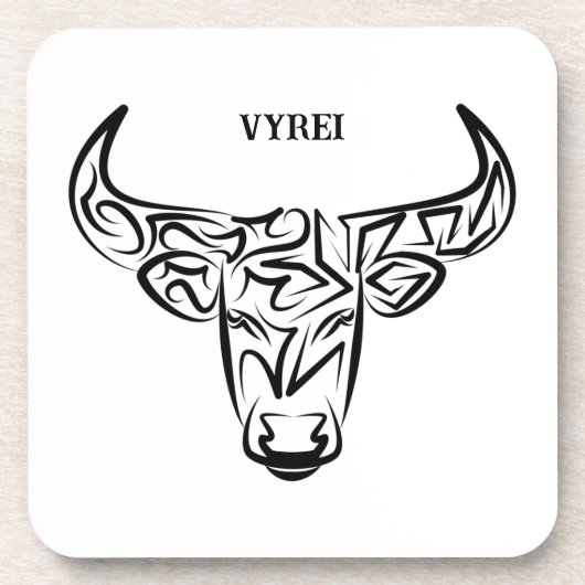 白黒の部族牛 コースター (正面)