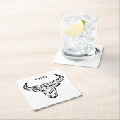 白黒の部族牛 スクエアペーパーコースター (インサイチュ)