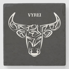 白黒の部族牛 ストーンコースター